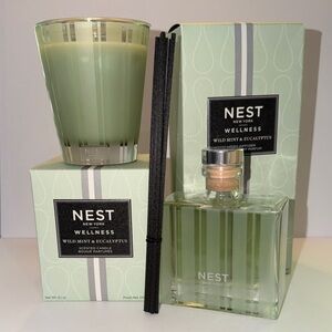 NEST WELLNESS Wild Mint & Eucalyptus Bundle Full Size CANDLE+DIFFUSER Vegan NIB!